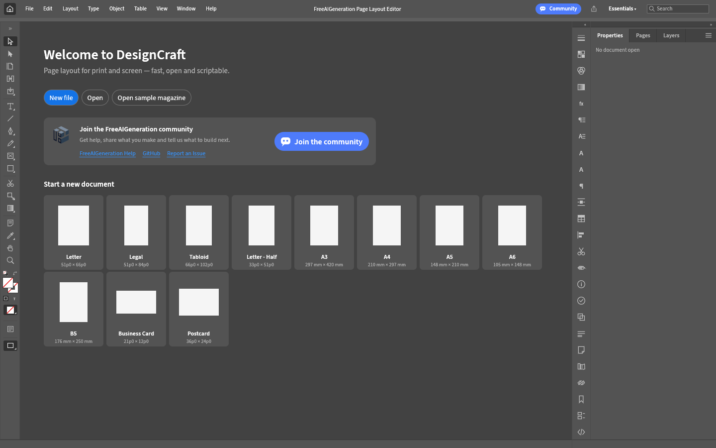 Online-Seitenlayout-Editor und DTP